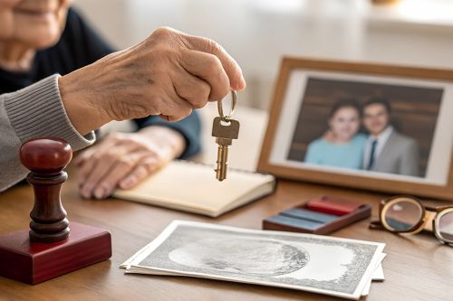 Ältere Person mit Schlüssel in der Hand